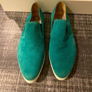 Men’s Green Suede Slip On Shoes Loafers